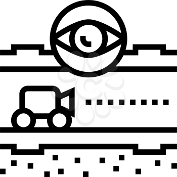supervision and researching pipeline construction line icon vector. supervision and researching pipeline construction sign. isolated contour symbol black illustration