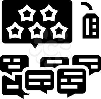 reviews reputation management glyph icon vector. reviews reputation management sign. isolated contour symbol black illustration