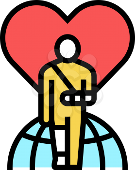 invalid patient refugee world help color icon vector. invalid patient refugee world help sign. isolated symbol illustration