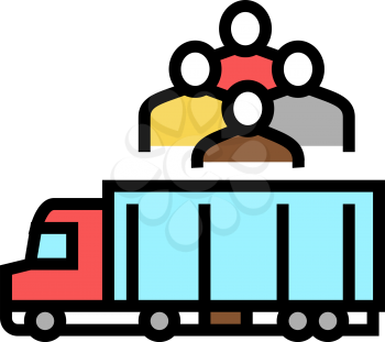 truck transportation refugee color icon vector. truck transportation refugee sign. isolated symbol illustration