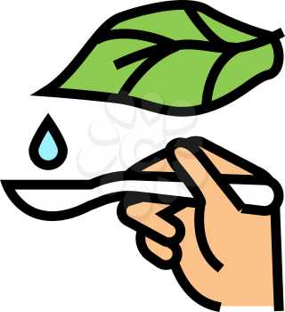 plant drop homeopathy liquid on spoon color icon vector. plant drop homeopathy liquid on spoon sign. isolated symbol illustration