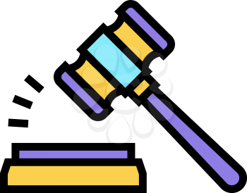 judge hammer color icon vector. judge hammer sign. isolated symbol illustration