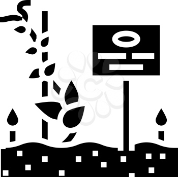 plant with nameplate glyph icon vector. plant with nameplate sign. isolated contour symbol black illustration