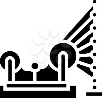 weaving and warping cotton machine glyph icon vector. weaving and warping cotton machine sign. isolated contour symbol black illustration