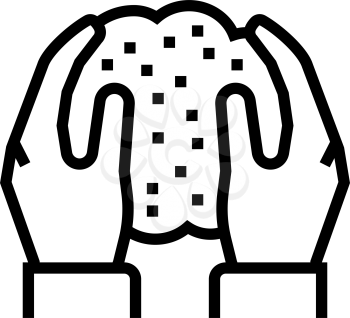 hands holding soil in hands line icon vector. hands holding soil in hands sign. isolated contour symbol black illustration