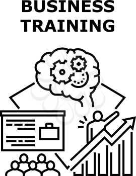 Educational Business Training Vector Icon Concept. On Educational Business Training Trainer Teaching Managers Increase Sales And Communicate With Client. Education Webinar Black Illustration