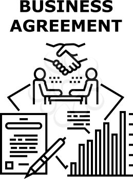 Business Agreement Signing Vector Icon Concept. Business Agreement Signing Businessman With Partner Or Employee. Sign Contract Leader Professional Occupation For Increase Income Black Illustration