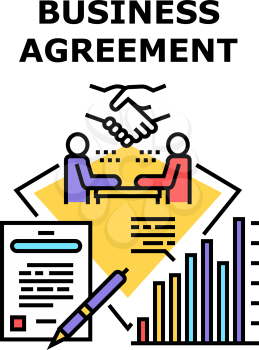 Business Agreement Signing Vector Icon Concept. Business Agreement Signing Businessman With Partner Or Employee. Sign Contract Leader Professional Occupation For Increase Income Color Illustration