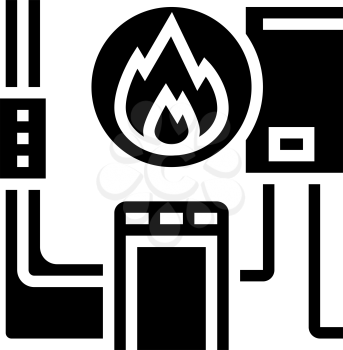 heating system glyph icon vector. heating system sign. isolated contour symbol black illustration