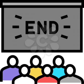 movie end in cinema color icon vector. movie end in cinema sign. isolated symbol illustration