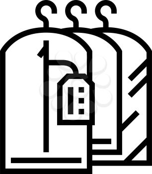 clean clothes in dry cleaning service line icon vector. clean clothes in dry cleaning service sign. isolated contour symbol black illustration