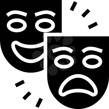 theater tragedy and comedy glyph icon vector. theater tragedy and comedy sign. isolated contour symbol black illustration