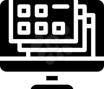 opened windows of operating system glyph icon vector. opened windows of operating system sign. isolated contour symbol black illustration