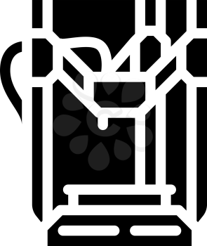 3d printer electronic equipment glyph icon vector. 3d printer electronic equipment sign. isolated contour symbol black illustration