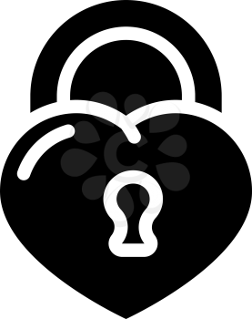 padlock in heart form glyph icon vector. padlock in heart form sign. isolated contour symbol black illustration