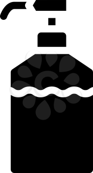 disinfectant bottle with pump glyph icon vector. disinfectant bottle with pump sign. isolated contour symbol black illustration