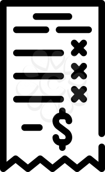 losing money receipt line icon vector. losing money receipt sign. isolated contour symbol black illustration