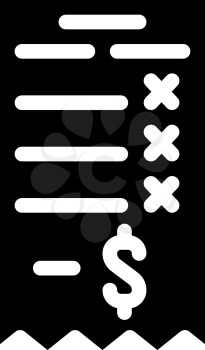 losing money receipt glyph icon vector. losing money receipt sign. isolated contour symbol black illustration
