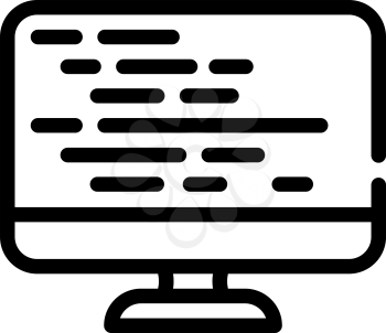 coding on computer screen line icon vector. coding on computer screen sign. isolated contour symbol black illustration