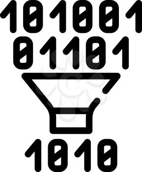 binary code filtration line icon vector. binary code filtration sign. isolated contour symbol black illustration