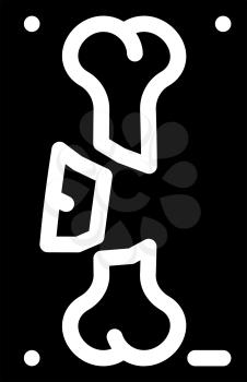 broken bone x-ray glyph icon vector. broken bone x-ray sign. isolated contour symbol black illustration