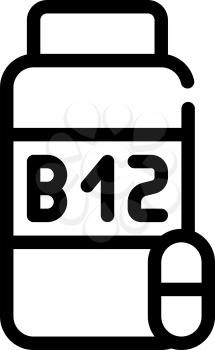 vitamins b12 line icon vector. vitamins b12 sign. isolated contour symbol black illustration