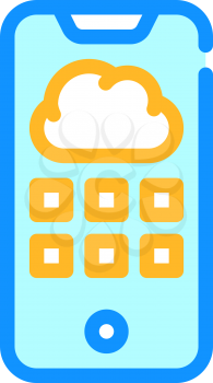 cloud storage phone files color icon vector. cloud storage phone files sign. isolated symbol illustration