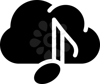 music cloud storage glyph icon vector. music cloud storage sign. isolated contour symbol black illustration