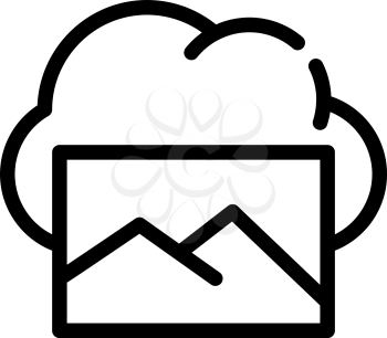 pictures cloud storage line icon vector. pictures cloud storage sign. isolated contour symbol black illustration