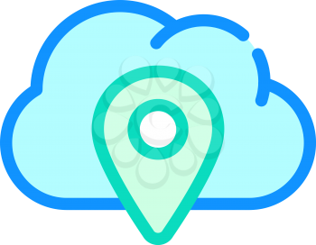 gps location cloud storage color icon vector. gps location cloud storage sign. isolated symbol illustration