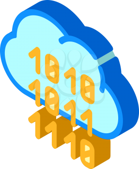 programming binary code cloud storage isometric icon vector. programming binary code cloud storage sign. isolated symbol illustration