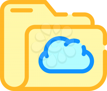 computer folder cloud storage color icon vector. computer folder cloud storage sign. isolated symbol illustration
