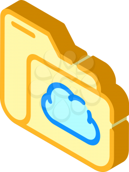 computer folder cloud storage isometric icon vector. computer folder cloud storage sign. isolated symbol illustration