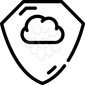 cloud storage protection shield line icon vector. cloud storage protection shield sign. isolated contour symbol black illustration