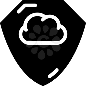 cloud storage protection shield glyph icon vector. cloud storage protection shield sign. isolated contour symbol black illustration