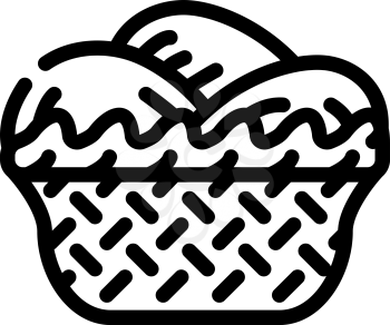 basket with mango line icon vector. basket with mango sign. isolated contour symbol black illustration