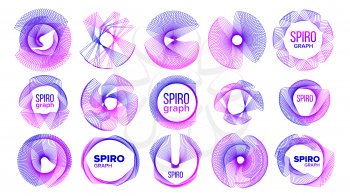 Spirograph Abstract Ornamental Symbols Set Vector. Spirograph Modify For Money Design And Voucher, Currency And Gift Certificate, Coupon And Banknote, Diploma And Check Note Template Illustrations