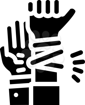 hands with glowing bracelets glyph icon vector. hands with glowing bracelets sign. isolated contour symbol black illustration