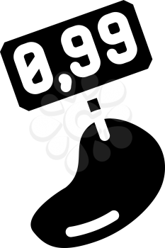 price tag on mango glyph icon vector. price tag on mango sign. isolated contour symbol black illustration