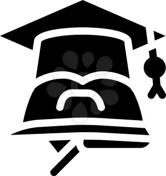 helmet and graduation cap glyph icon vector. helmet and graduation cap sign. isolated contour symbol black illustration