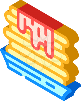 waffles with jam dessert isometric icon vector. waffles with jam dessert sign. isolated symbol illustration