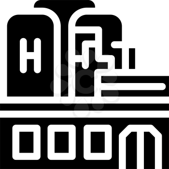 factory production hydrogen glyph icon vector. factory production hydrogen sign. isolated contour symbol black illustration