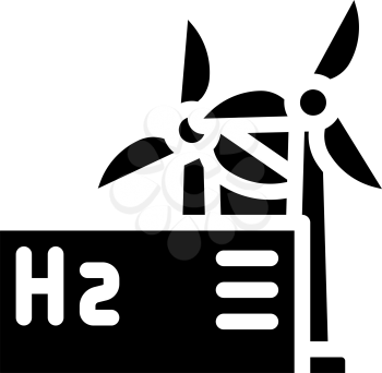 wind energy hydrogen production glyph icon vector. wind energy hydrogen production sign. isolated contour symbol black illustration
