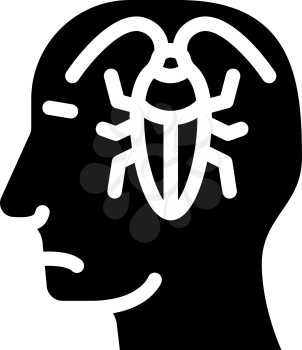 cockroaches in head, neurosis problem glyph icon vector. cockroaches in head, neurosis problem sign. isolated contour symbol black illustration