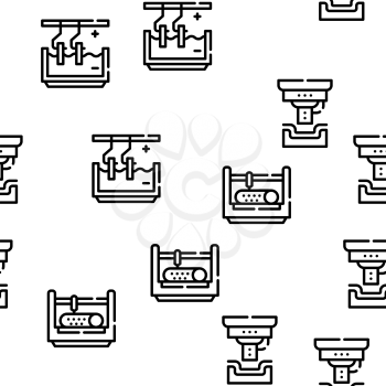 Metal Working Industry Vector Seamless Pattern Thin Line Illustration