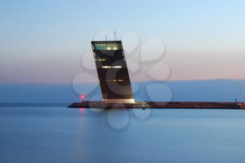 Royalty Free Photo of a Control Tower at Tagus River in Lisbon