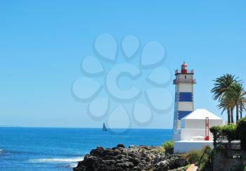 Royalty Free Photo of a Coastline Landscape in Cascais, Portugal