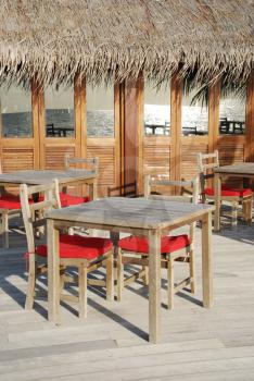 Royalty Free Photo of a Restaurant Setting in a Maldivian Island