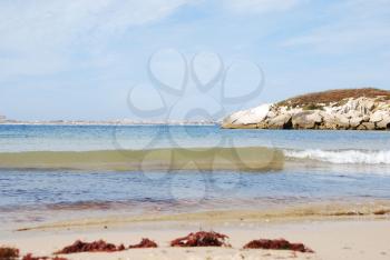 Royalty Free Photo of a Huge Rock in Baleal Peniche Beach, Portugal
