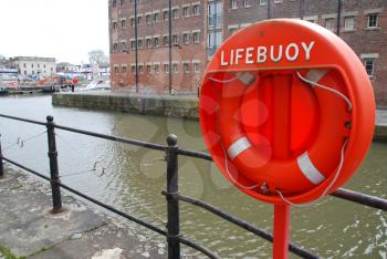 Royalty Free Photo of a Lifebuoy at Gloucester Docks in England
